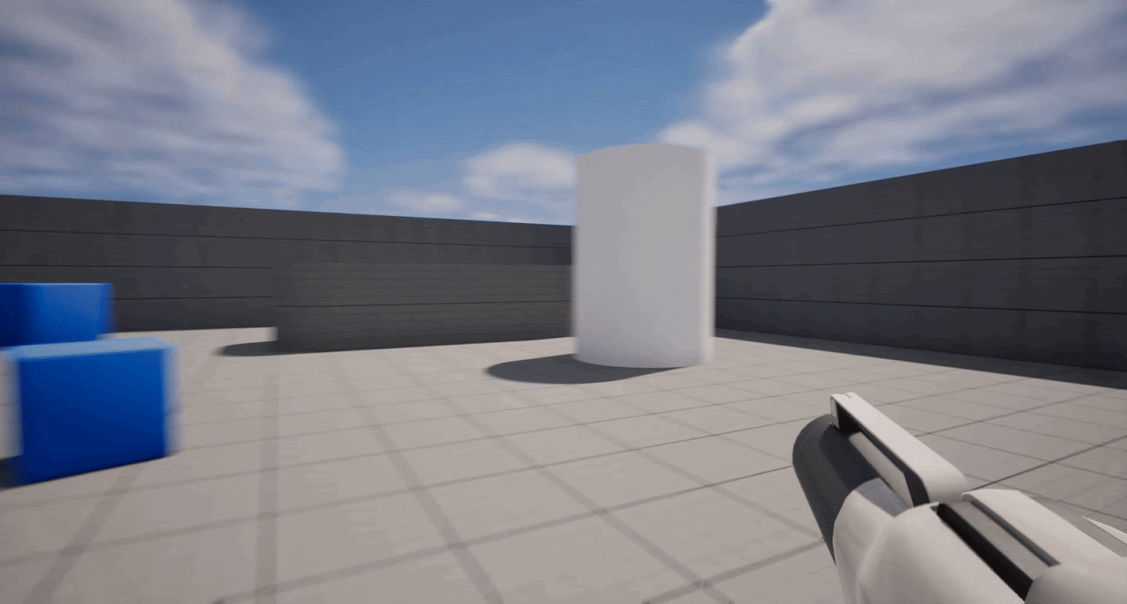Several different objects fracturing in the test level